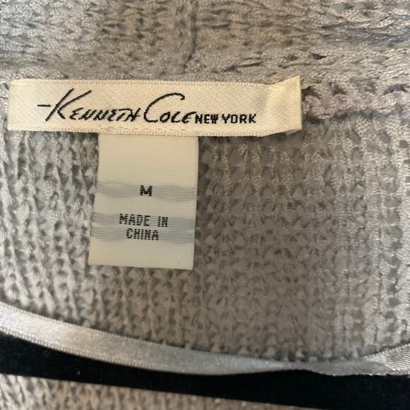 Kenneth Cole Gray Open Front Waterfall Cardigan Sz Medium - Picture 7 of 8